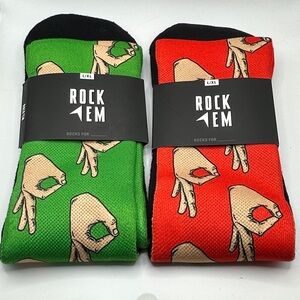 Men's Novelty Crew Socks - Green & Red (L/XL) Circle Game - Got em - 2 pairs